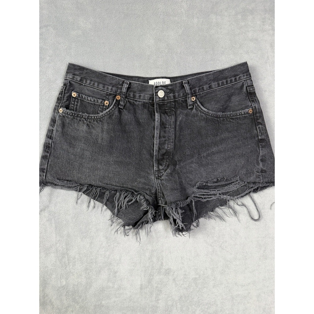 Agolde Women's Parker Vintage Cut Off Cotton Denim Distressed Shorts Size 30